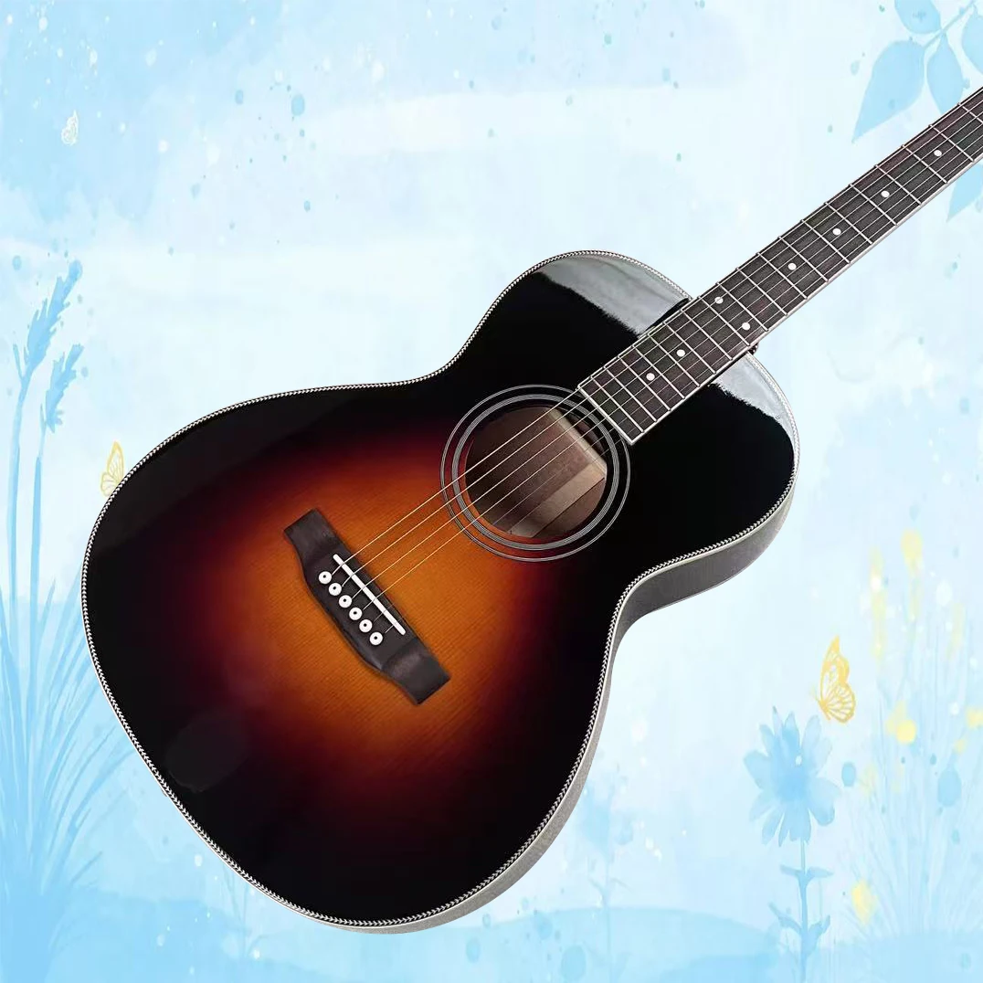Handmade Professional Acoustic Guitar, Blues Master Keb' Mo'  2012 Acoustic Guitar  Sunburst Color, Solid Spruce Top, Back And Side Are Laminate Rosewood,  Rosewood Fretboard, 20 Frets, Bone Nut & Saddle, Ideal for Country, Blues, Jazz, High Quality