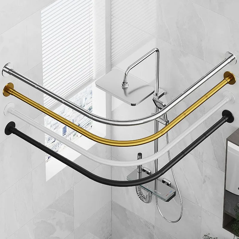 Modern minimalist stainless steel curved fan shower curtain rod, bathroom online technical support