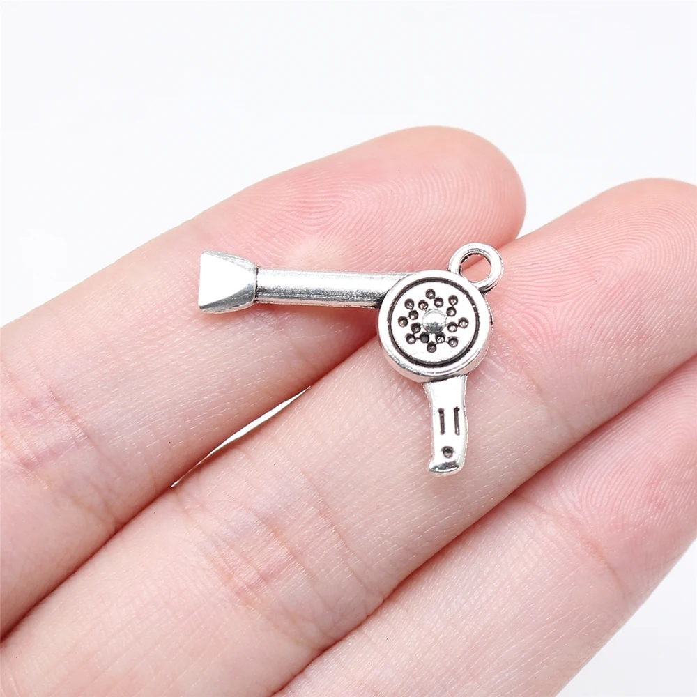 WYSIWYG 20pcs 17x21mm Antique Silver Color Hair Dryer Charms For Jewelry Making