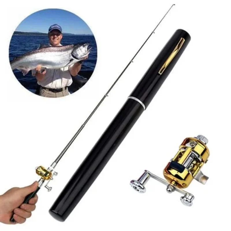 Telescópico Bolso Pen Pesca Rod e Reel Combo com Mini Trolling Reel, Tamanho do bolso Rod Set