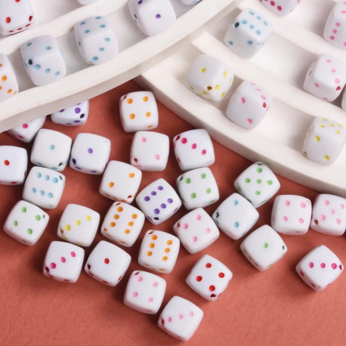 10/30/40Pcs Dice Number Letter Square Loose Beads For Bracelet Necklace Keychain Making Beading Accessories