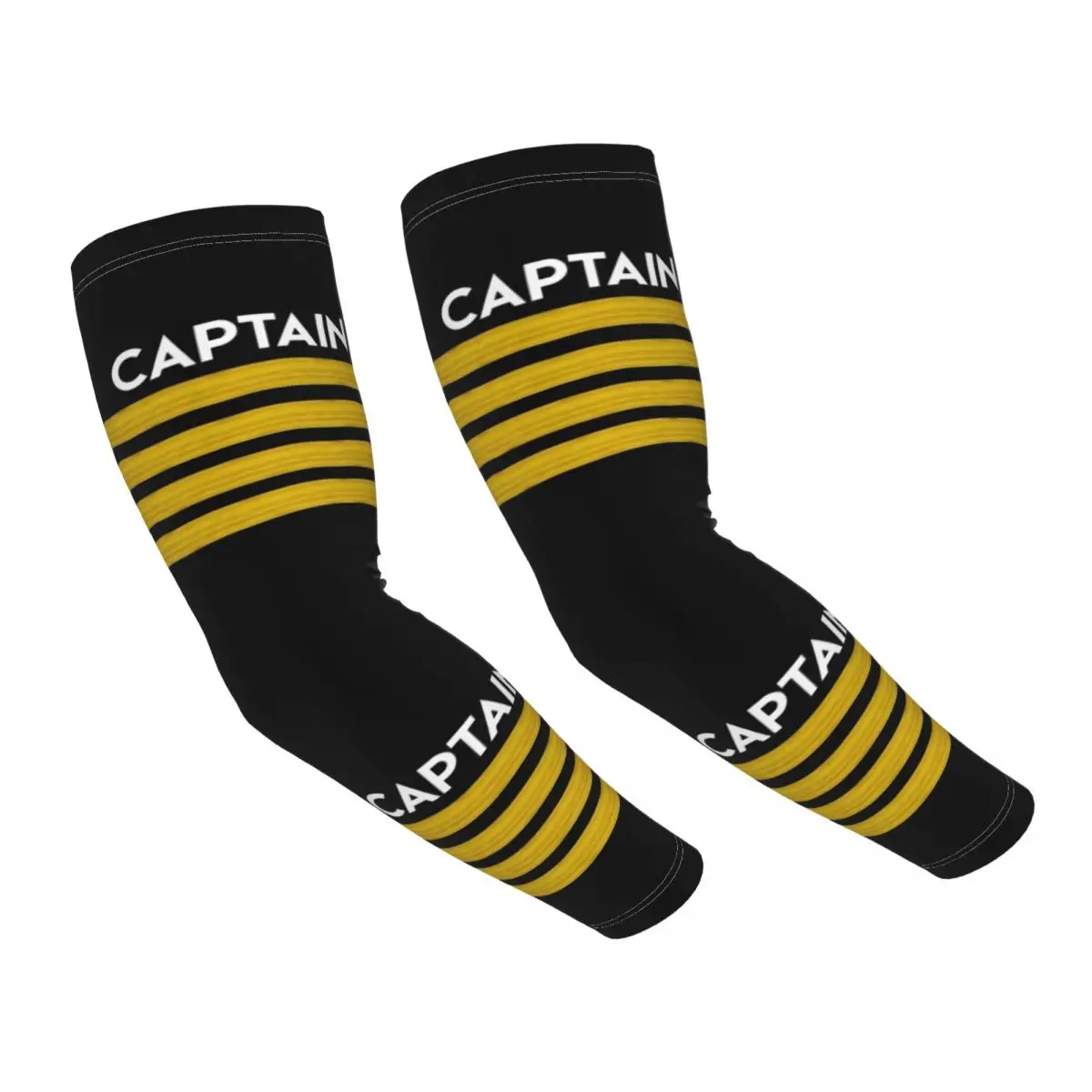 Custom Captain Stripes Epaulettes UV Protection Arm Sleeves Men Women Sports Aviation Airplane Pilot Tattoo Cover Up for Hiking