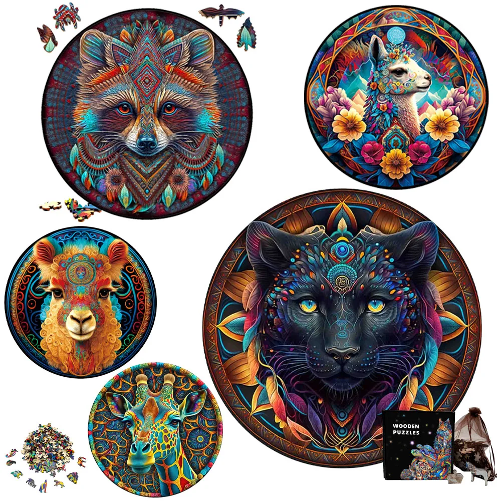 

Raccoon animal wooden iq puzzle party color puzzle for adult children wood Kids puzzle leisure Family interaction holiday gift