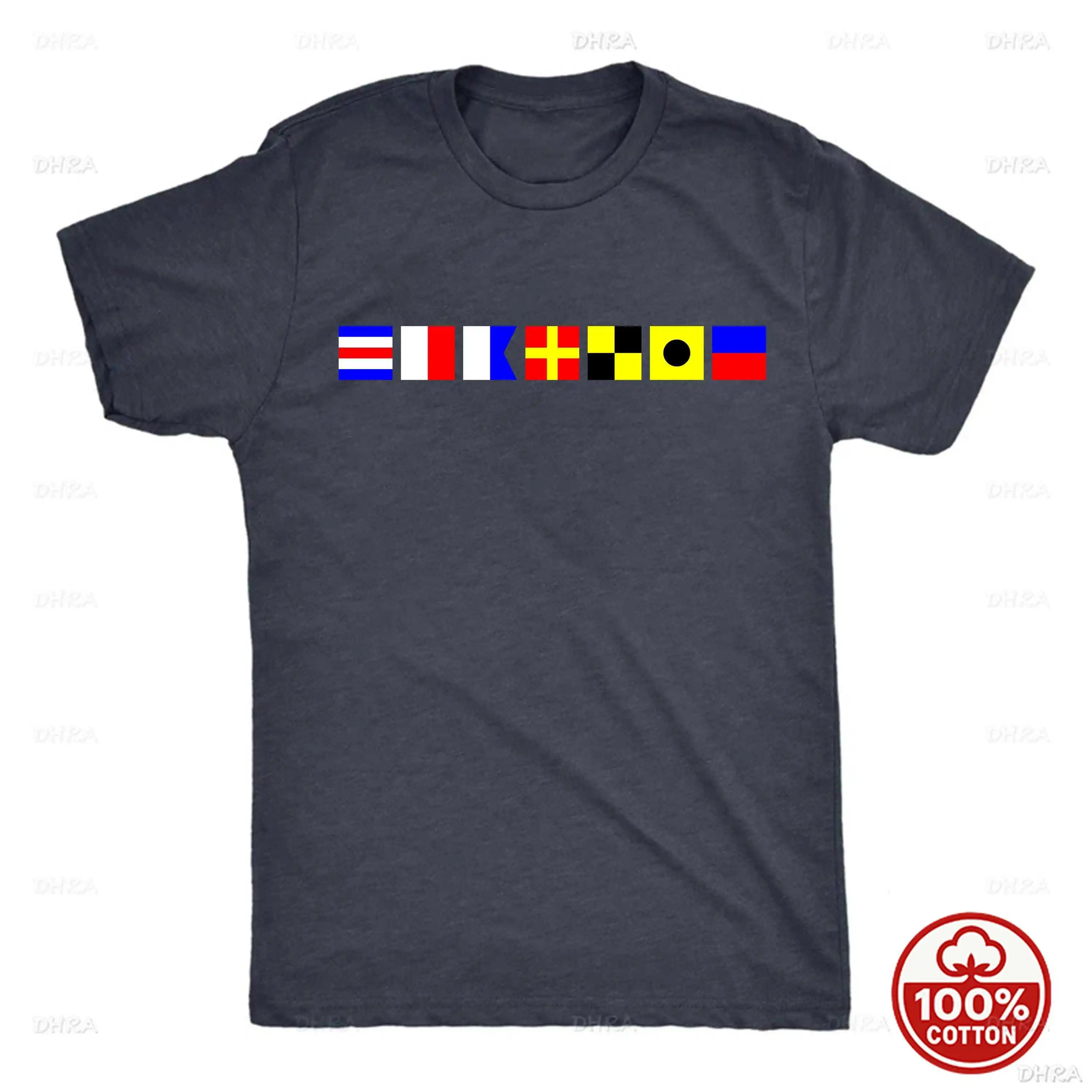 Nautical Signal Flags Graphic Tee Men Women Preppy Summer Short Sleeve Cotton Crewneck T-Shirt Yacht Club Style