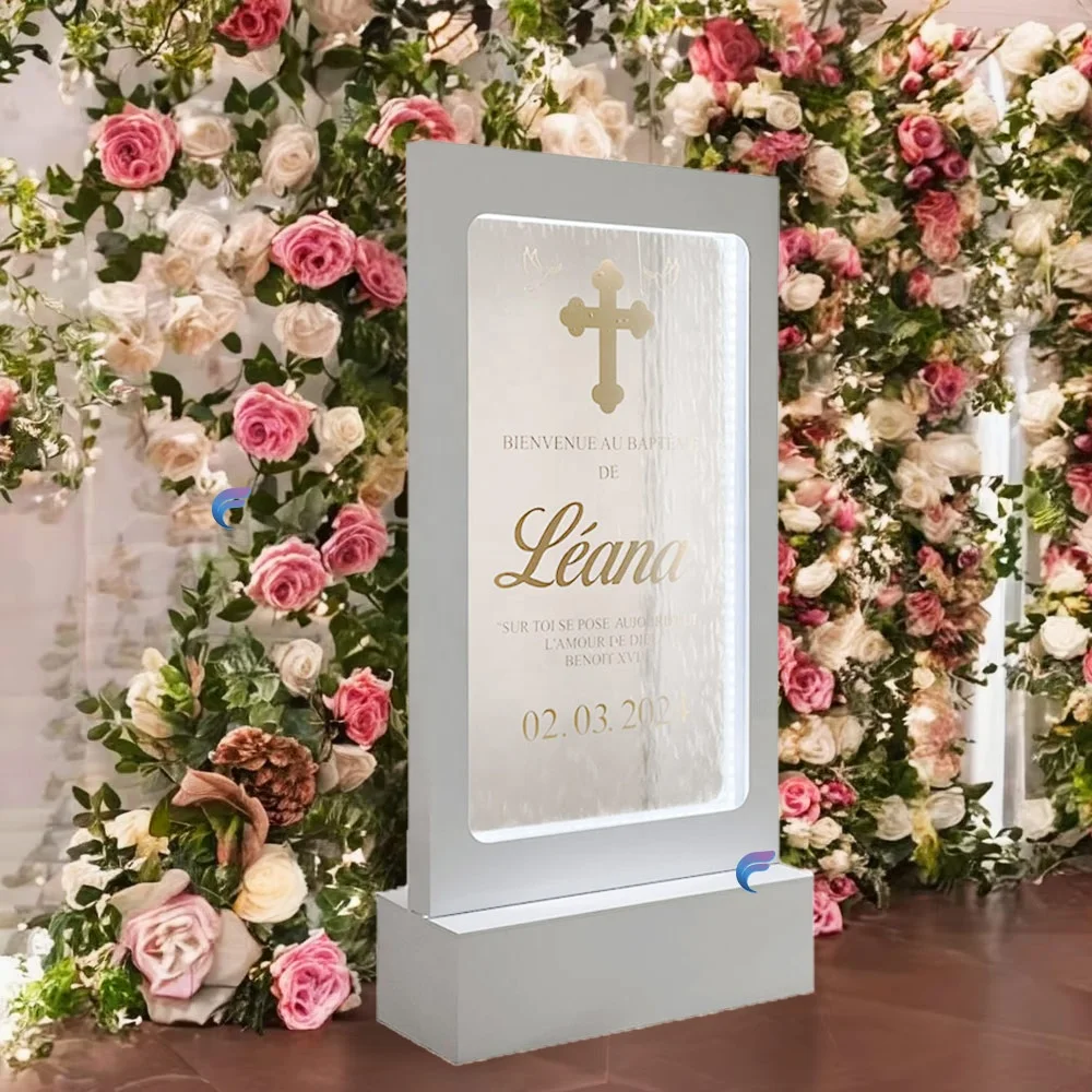Tempered glass water characteristic wall wedding decoration waterfall background wall