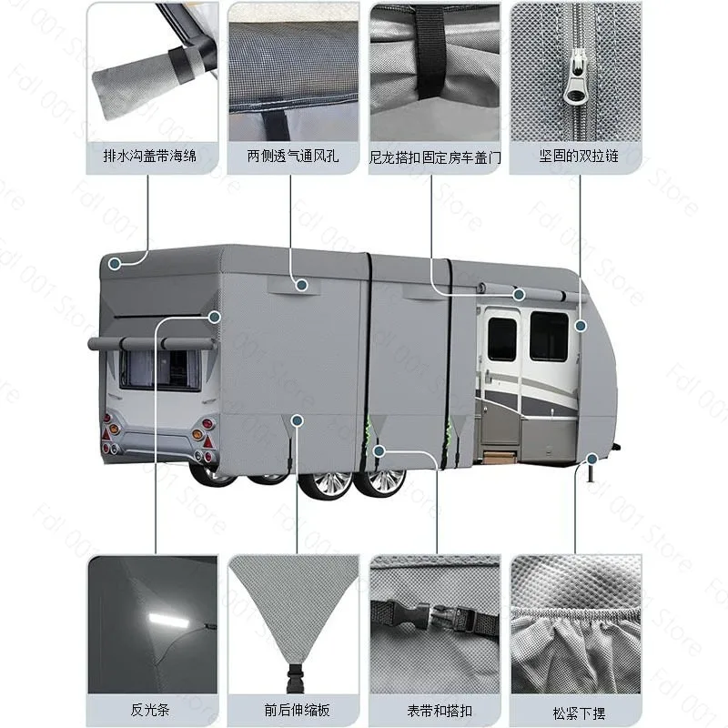 Camping RV Cover Waterproof Touring Car Cover Oxford Cloth Trailer RV Cover Sunroof Convertible Hardtop