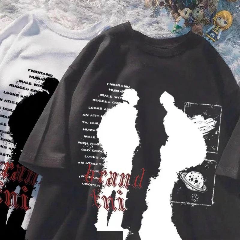 American Shadow Letter Pattern Men and Women Short-sleeved T-shirt Summer Street Cotton Shirt Fashion Oversize Women's Clothes