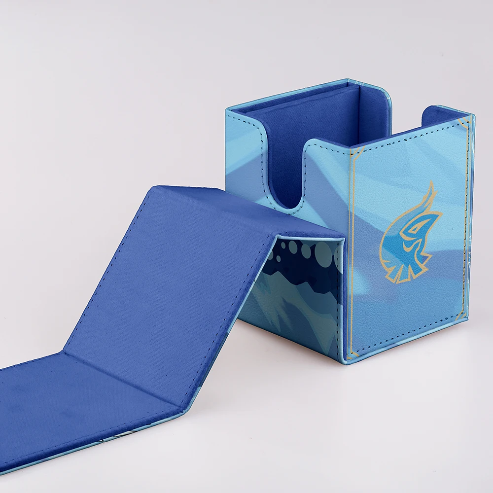 Deck Box 100+ Mystic Ocean-thema Kaartopslag Magnetische gesp Zachte fluwelen voering Duurzaam PU Voor TCG PTCG Game Player Favorieten