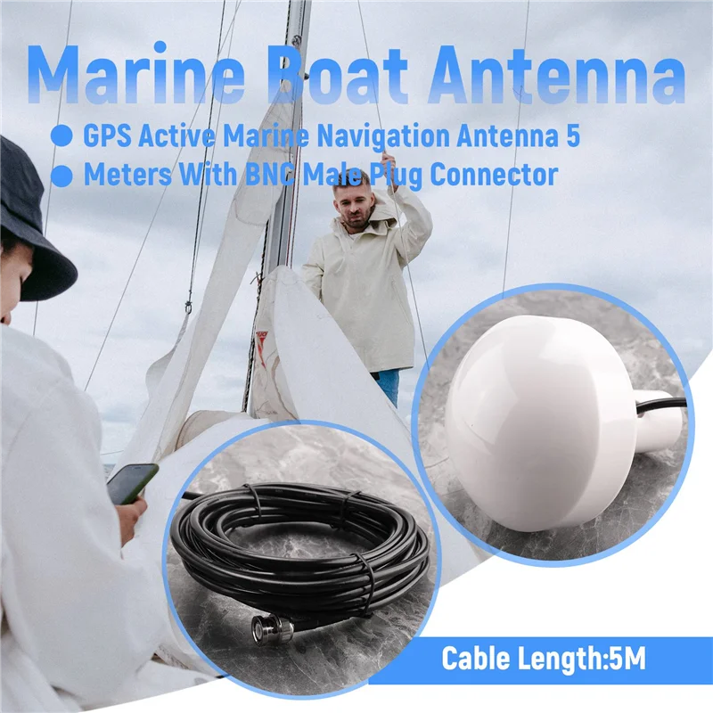

Ship GPS Active Marine Navigation Antenna Timing Antenna 1575+/-5 Mhz 5M BNC Male Plug