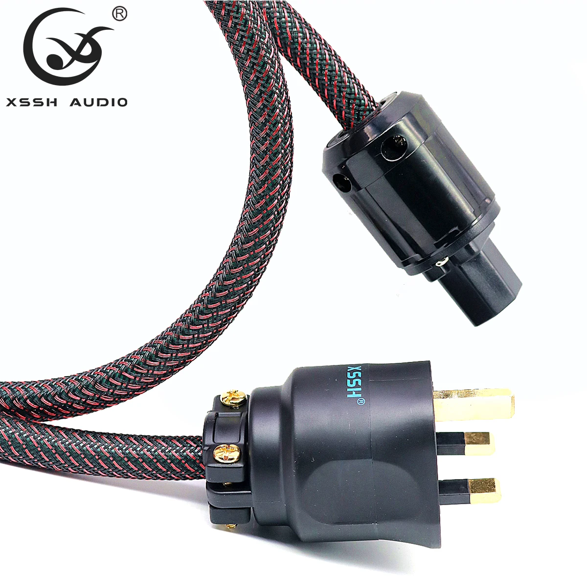 오디오 라인 XSSH 하이엔드 Hifi 앰프 OFC 순수 구리 16.5MM, 영국 영국 IEC AC 암수 금 도금 플러그 전원 케이블 코드 와이어