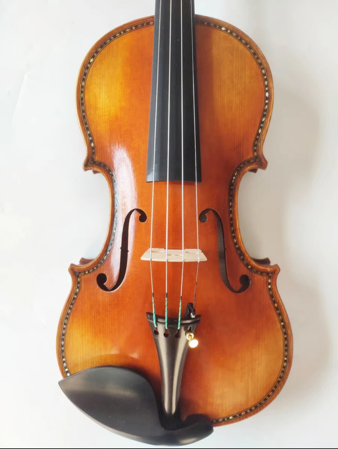 All handmade Complete maple inlaid with shell carving violin 4/4 Italian antique oily varnish, with strong sound! with box