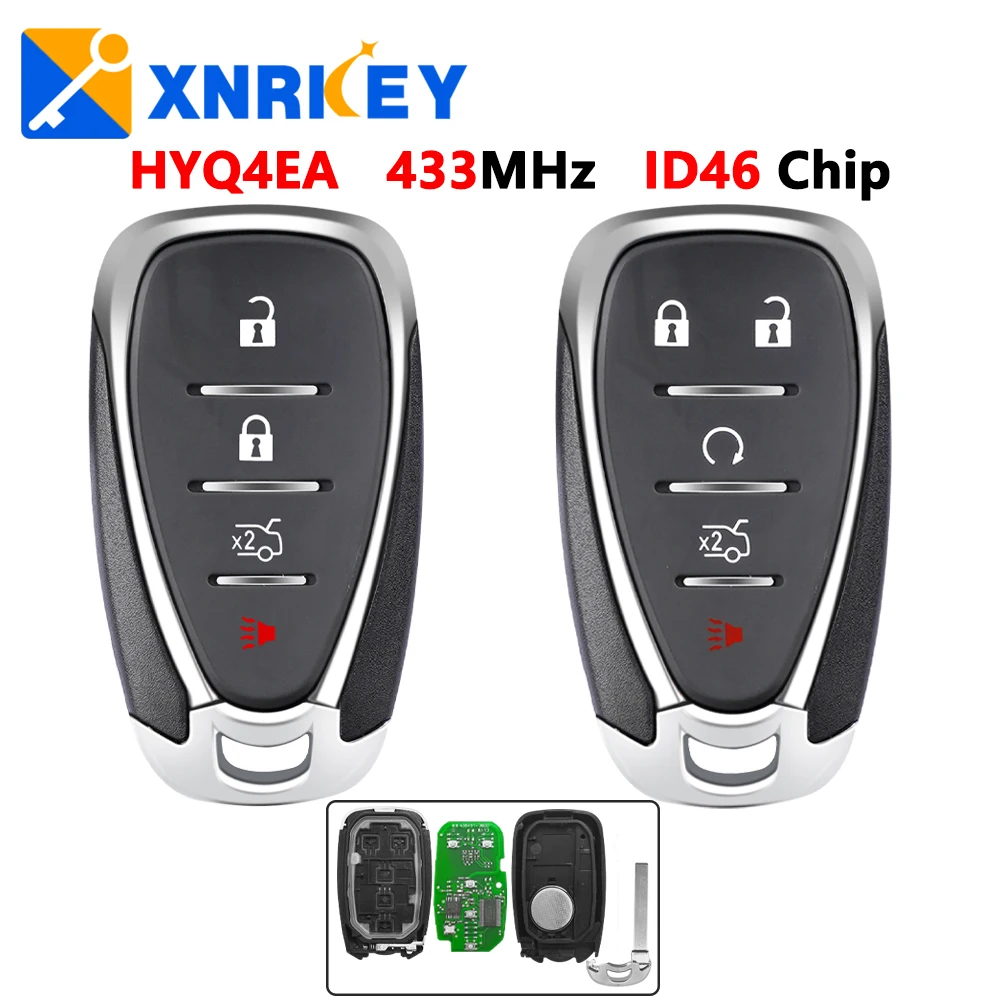 

XNRKEY 4/5 Button Smart Remote Car Key ID46 Chip 433Mhz for Chevrolet Cruze Spark Camaro Equinox Malibu2017-2018 HYQ4EA Key