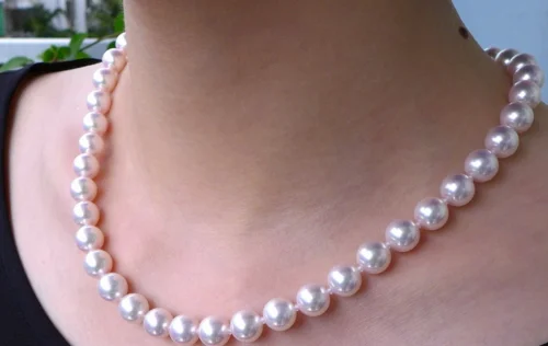 

Gorgeous AAAA 9-10mm round south sea white natural pearl necklace 20" 14K clasp