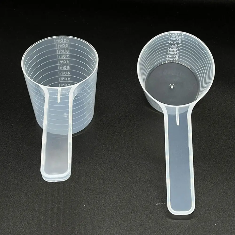 5PCS Plastic Pet Measuring Spoon Transparent Durable Milk Powder Spoon Multifunctional With Scale Flat-bottomed Spoon