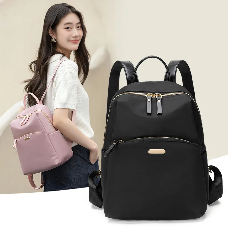 

2024 New Solid Color Fashion Lady High Capacity Waterproof College Backpack Trendy Girls Laptop School Bags Girl Travel Book Bag