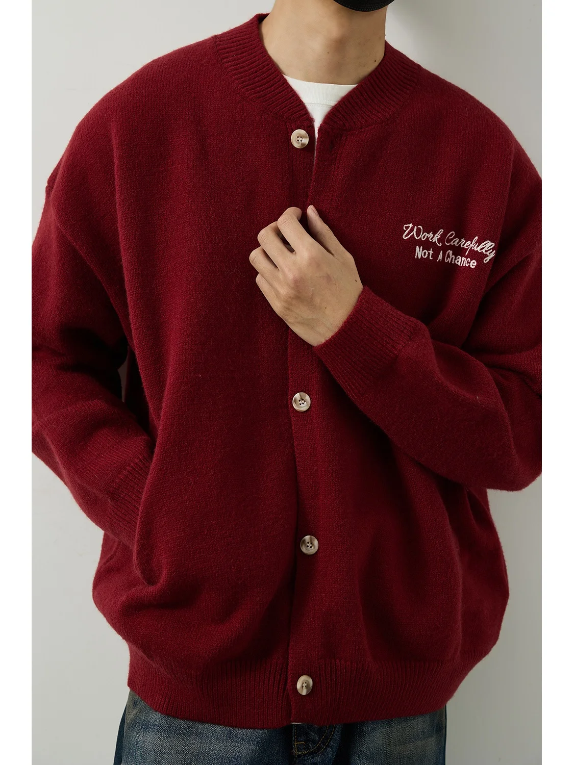 

LH Store American Retro Slogan Baseball Open Cardigan Sweater Loose Casual ex Knitted Outerwear Thiened Long Sve