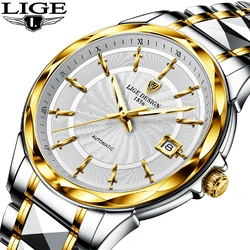 LIGE DESIGN Orologio meccanico da uomo Orologio da polso automatico in vetro zaffiro moda di lusso Orologi impermeabili da uomo Relogio Masculino