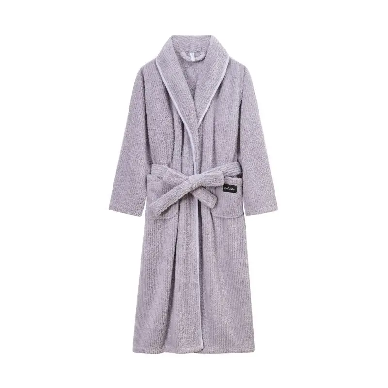 New autumn and winter coral fleece men's and women's bathrobes, couple pajama sets, extended bathrobes, thickened winter coats