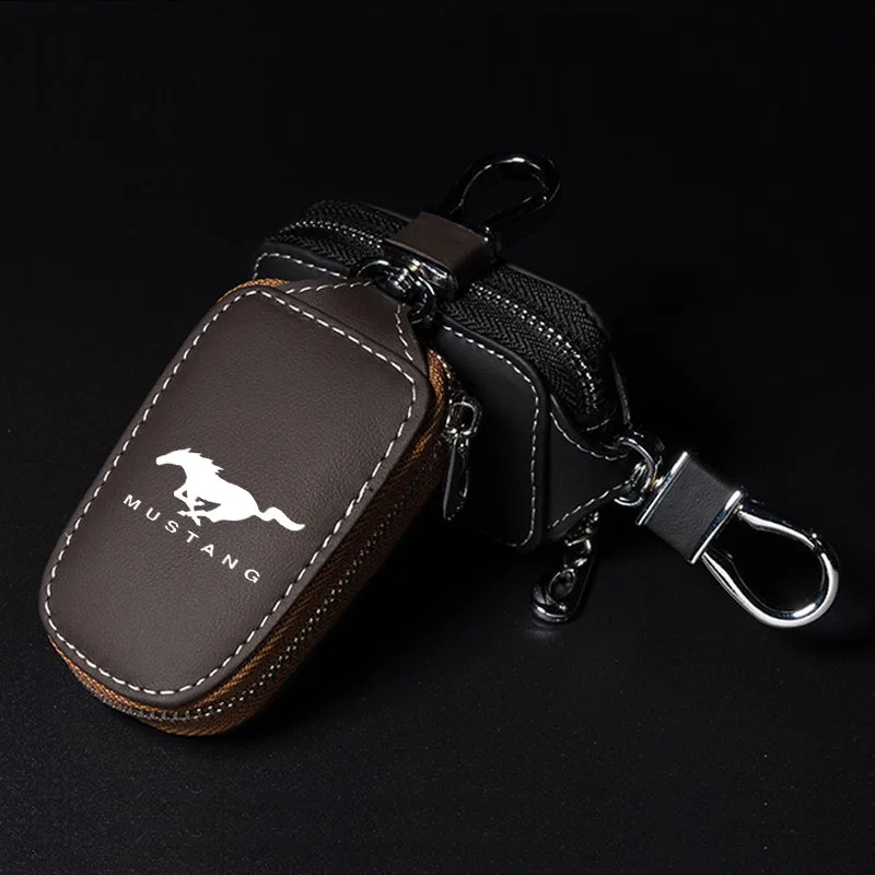 Car Keychain Bag Housekeeper Zipper Organizer Key Case For Ford Mustang Car Accessories D shape key rings key rings Anti-scratch