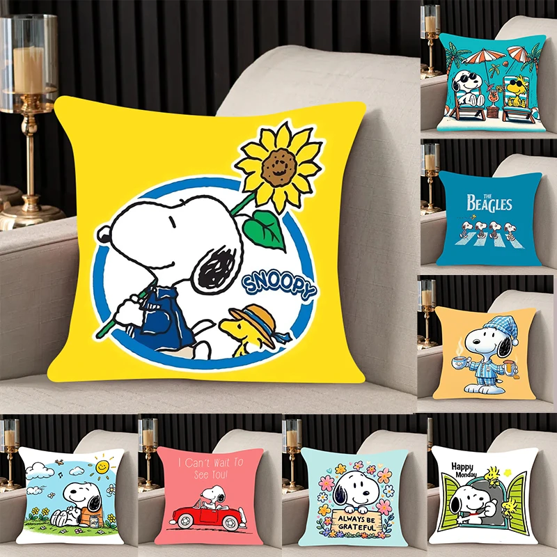 

home decor Pillow Cover Snoopy iving room bedroomo office car 45x45 Dakimakura Throw Pillows Square Pillowcase Girl style Kawaii