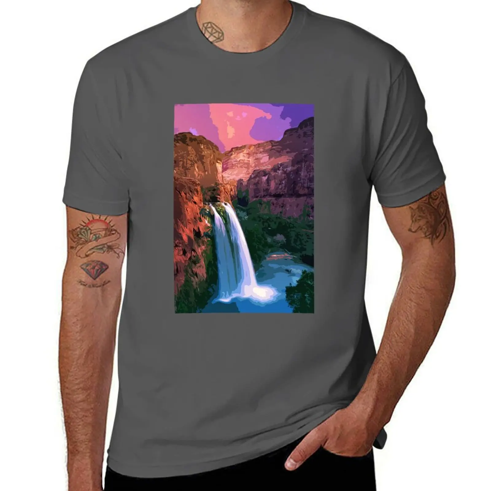 

Havasu falls at sunset T-Shirt funny shirt cotton sweat Man t-shirt men graphic t shirts