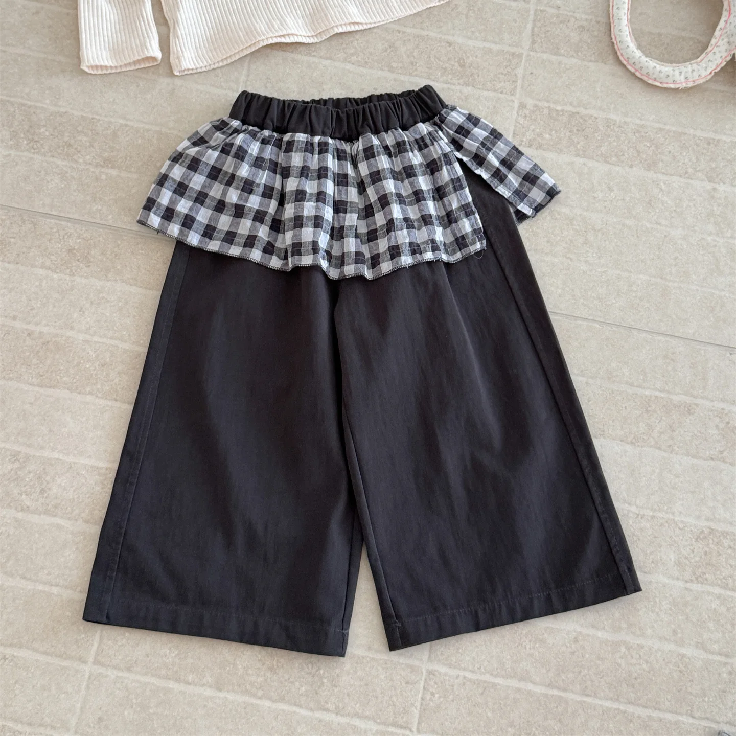 Children's Pants 2026 Autumn New Korean Loose Casual Western-style Fashionable Girls' Plaid Skirt Edge Straight Leg Pants