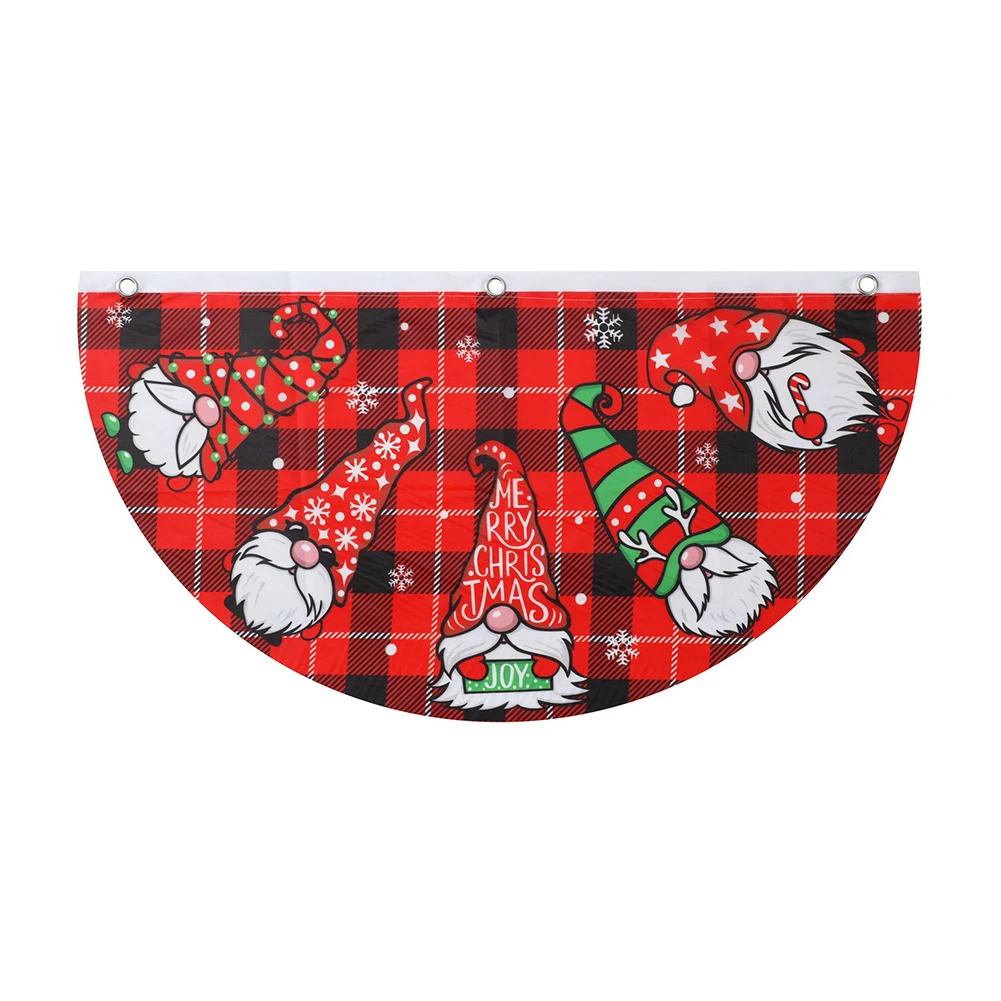 45*90CM Christmas Fan-Shaped Hanging Flag Cartoon Print Outdoor Door Hanging Hanging Fan Flag Xmas Party Decoration