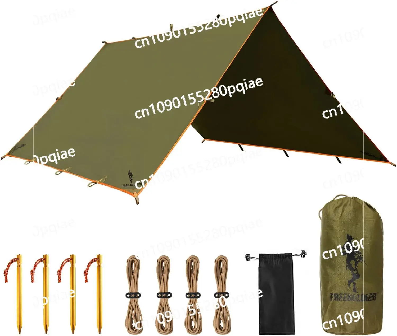 FREE SOLDIER Waterproof Portable Tarp Multifunctional Outdoor Camping Traveling Awning Backpacking Tarp Shelter Rain Tarp