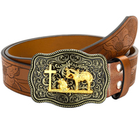 1pc high quality men's western cowboy belt; Retro fashion style with jeans and casual pants; Suitable for work, business and spo