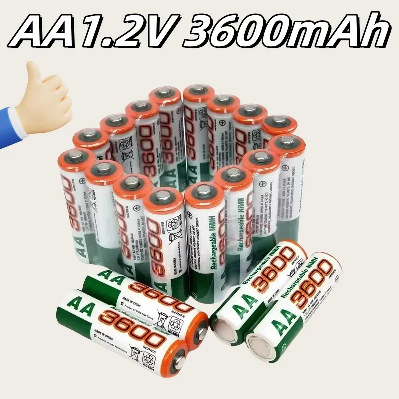 

2024 100% New AA 1.2Vbattery 3600mAh rechargeable battery, 1.2V Ni-MH AA battery, suitable for clocks, mice,computers