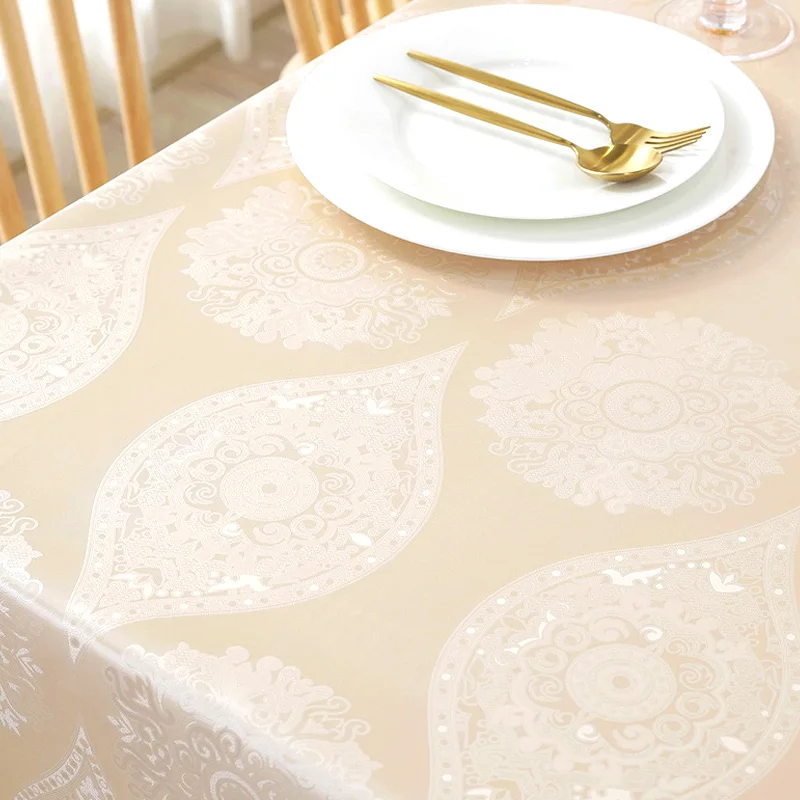 Simple Flower Pattern Tablecloth Rectangular Flowing Floral Table Cloth Pvc Waterproof Oil Proof Party Banquet Dining Tablecloth