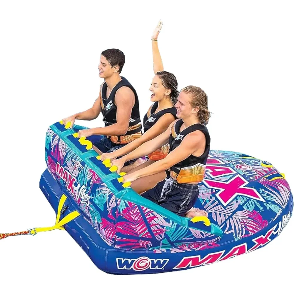 

Tropical Inflatable Towable Tube 1-3 Rider Perfect for Kids & Adults Soft Top Deck Tube Boating Accessory