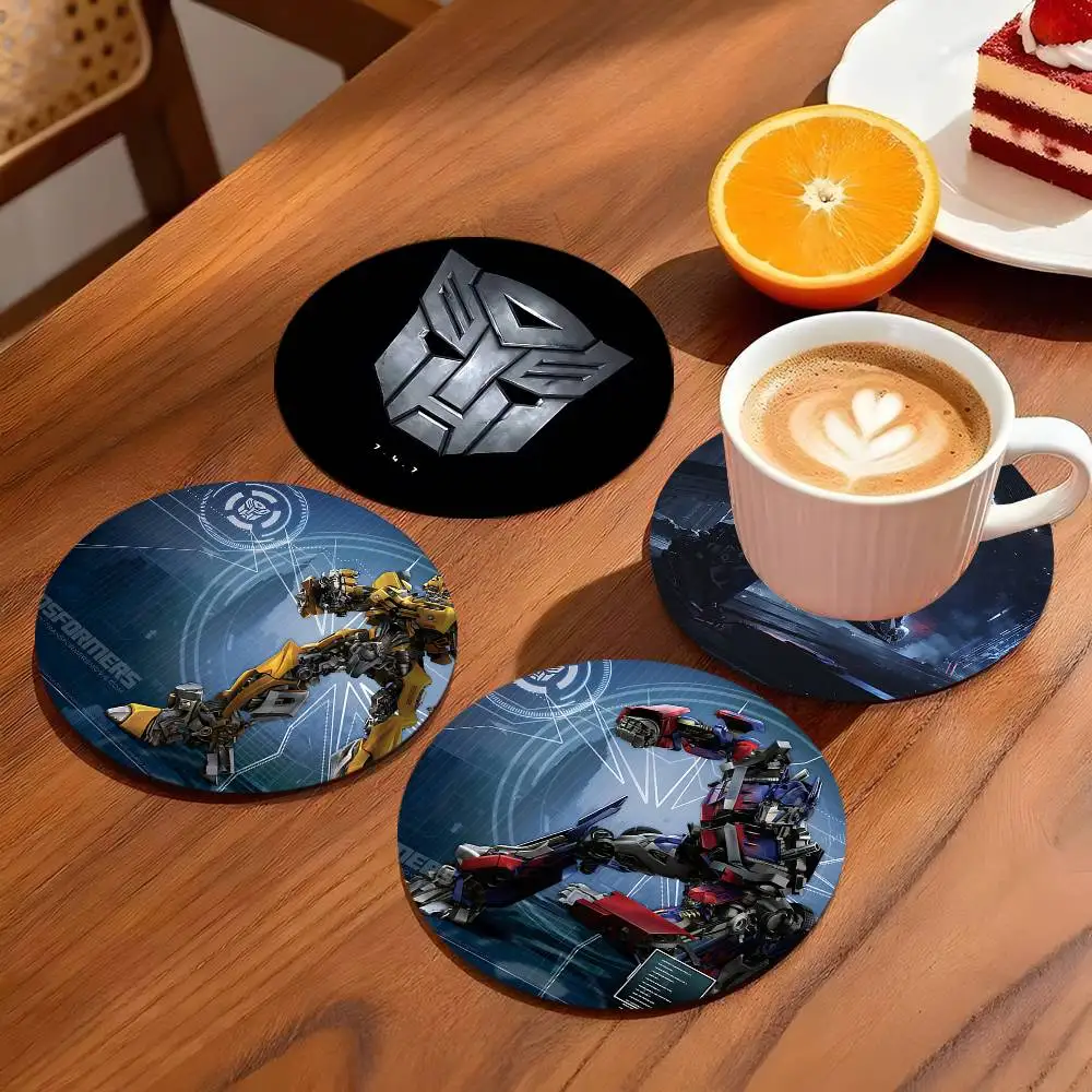 Fashion T-Transformers Car Coasters 10cm Round Wooden Suitable For Drinks Tea Coffee Home Gift Choice Holidays