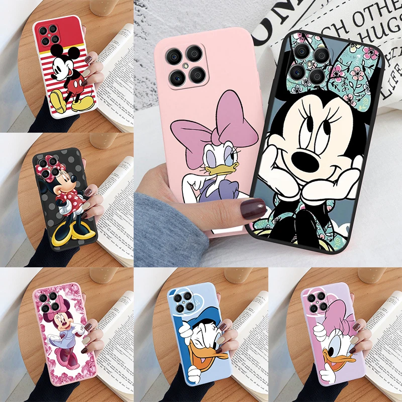 For Honor X8 4G X 8 5G X6 Phone Case Pink Mickey Mouse Minnie Cover Soft TPU Fundas For Huawei Honor X8 Bags Donald Duck Cute