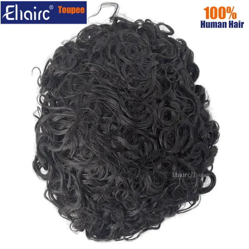 Male Hair Prosthesis Curly Man Wig Breathable Toupee For Men Mono Men\'s Wig 100% Durable Natural Human Hair Wig