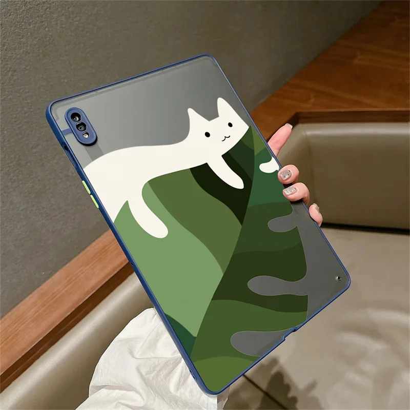 Funny Lazy Cat Matte Tablet Case for Samsung Tab S9 Fe Case Galaxy Tab S7 S8 11'' S7 FE S8 Plus 12.4 A8 A7 S6 Lite Funda Cover