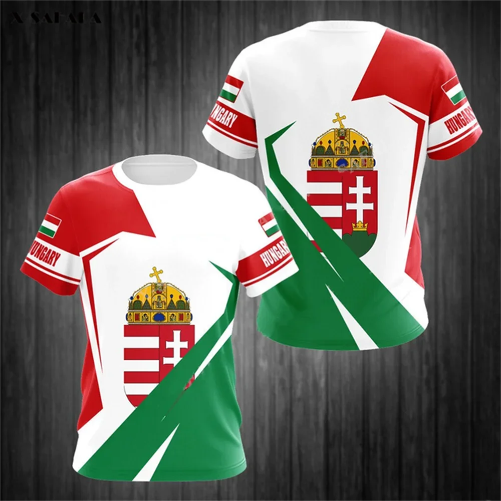 Hungarian Flag National Emblem 3D Printed Loose Oversized Quick Drying Men's And Women's Round Neck Short Sleeve New T-shirt Top