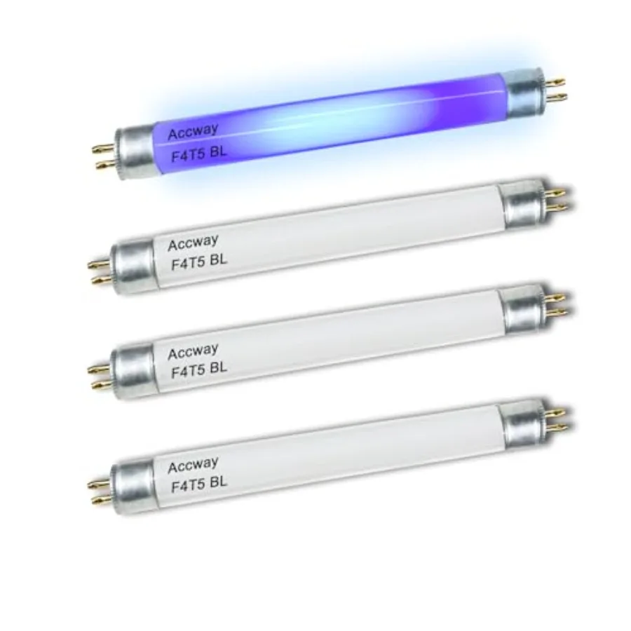 6'' F4T5/BL Fluorescent Bulb 4Watt 350BL, F4W Black Blue Light Lamp, FL4NL- T5 Linear Tube -G5 Mini Bi Pin Base 4pack