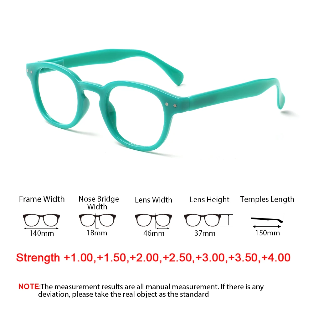 TUREZING Reading Glasses Women's Round HD Lenses Unisex Lightweight Portable Distant Vision Glasses Prescription Eyewear +0-+6.0