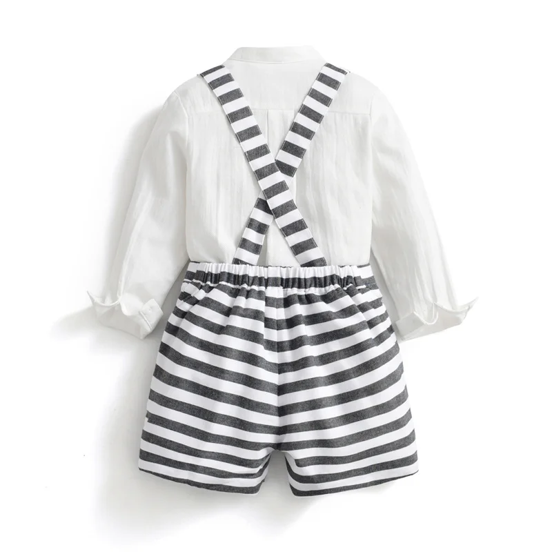 2024 Summer Baby Spanish Clothes Set Brother Sister Matching Outfits Black White Striped Cotton Suits Girls Dresses Boys Sets