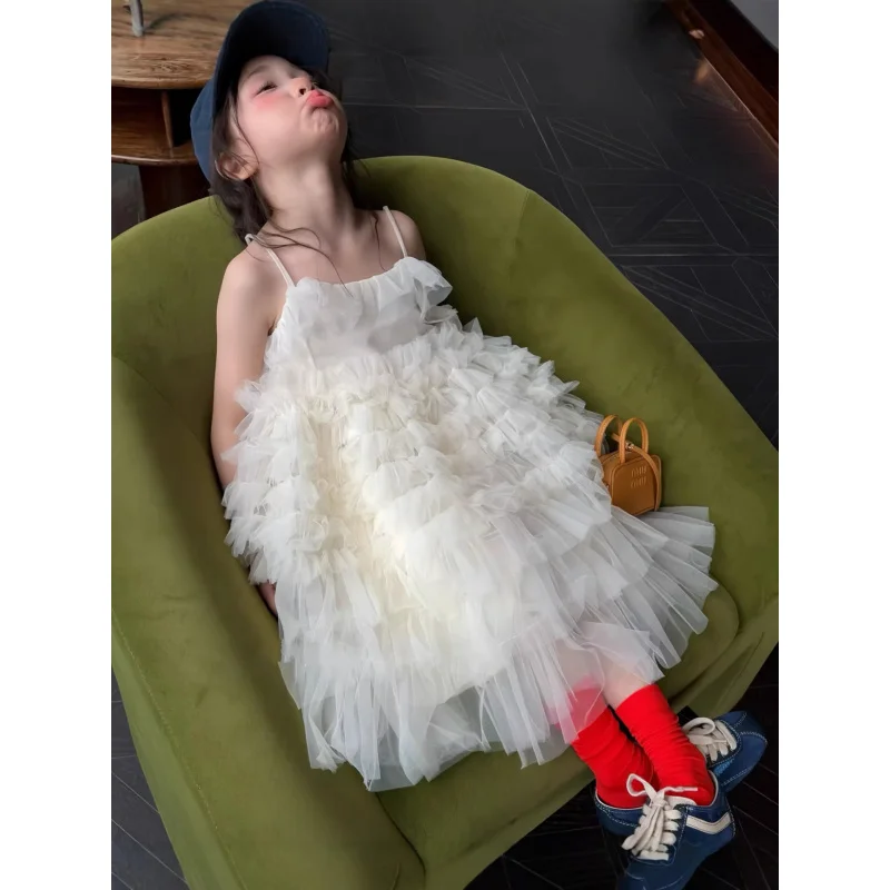 

Girls' Vest Dress2026New Summer Dress: Flower Fairy Princess Strap Dress, Stylish and Versatile Children's Gown