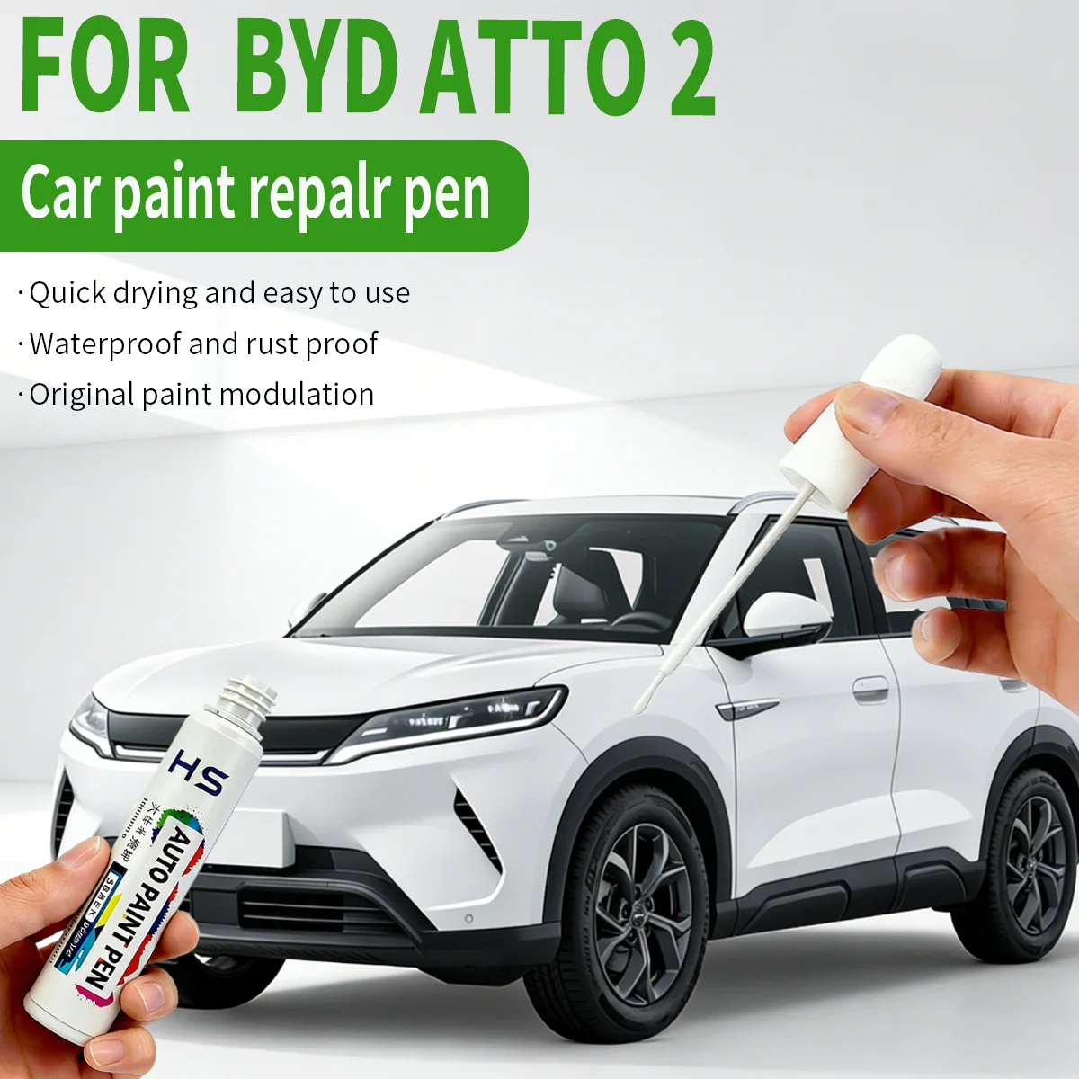 

Ремонтный карандаш для краски автомобиля BYD ATTO 2 (2024, 2025, 2026 гг.), аксессуары для устранения царапин, цвета: белый, WAC, молочно-серый, зеленый, HCJ, серый, розовый