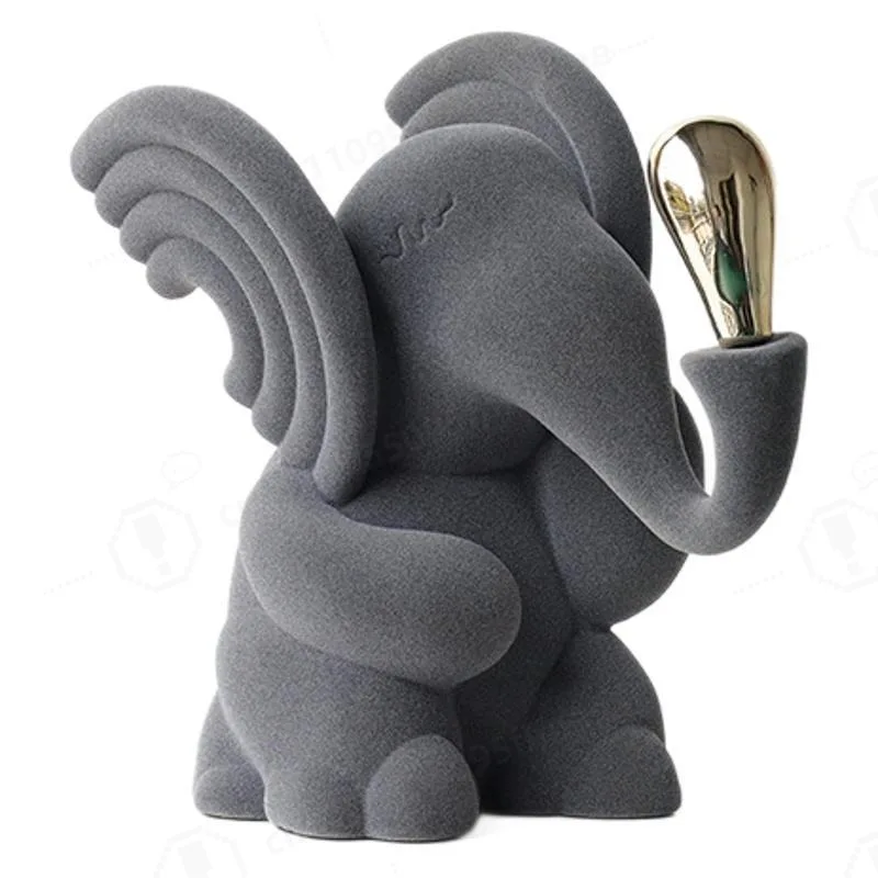 Creative Modern Cartoon Elephant Resin Figurine Animal Doll Ornament Home Decor Statue for Kids Bedroom Hotel Showroom Desktop