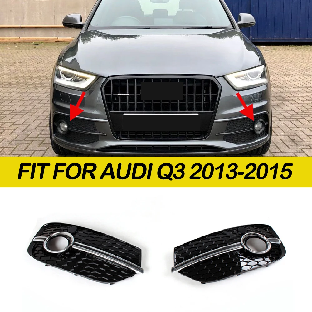 1Pair Chrome Front Bumper Fog Lamp Light Frame Ring Circle Cover Trim For Audi Q3 2012 2013 2014 2015 Accessories Exterior Kit