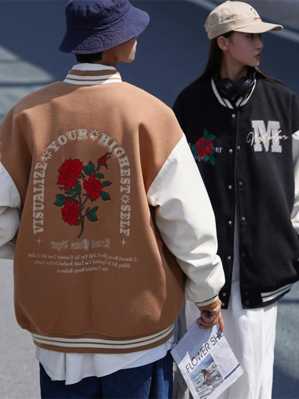 

Мужская шерстяная куртка-бомбер с вышивкой и вставками из искусственной кожи, весна-осень, модная, в уличном стиле, износостойкая