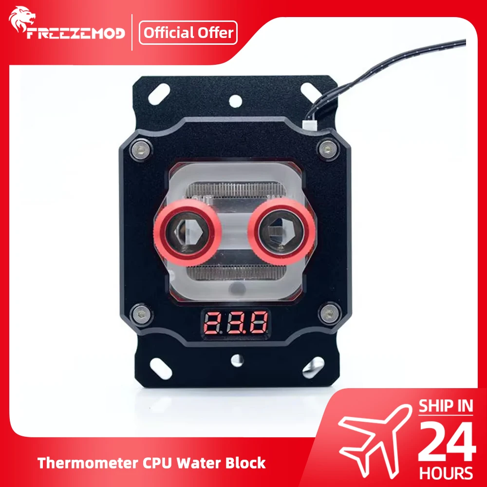 FREEZEMOD CPU Water Cooler Block LCD Sensor Display LCD Screen AMD AM3 AM4 Ryzen Cooler PC MOD Copper Thermometer UPR-2018