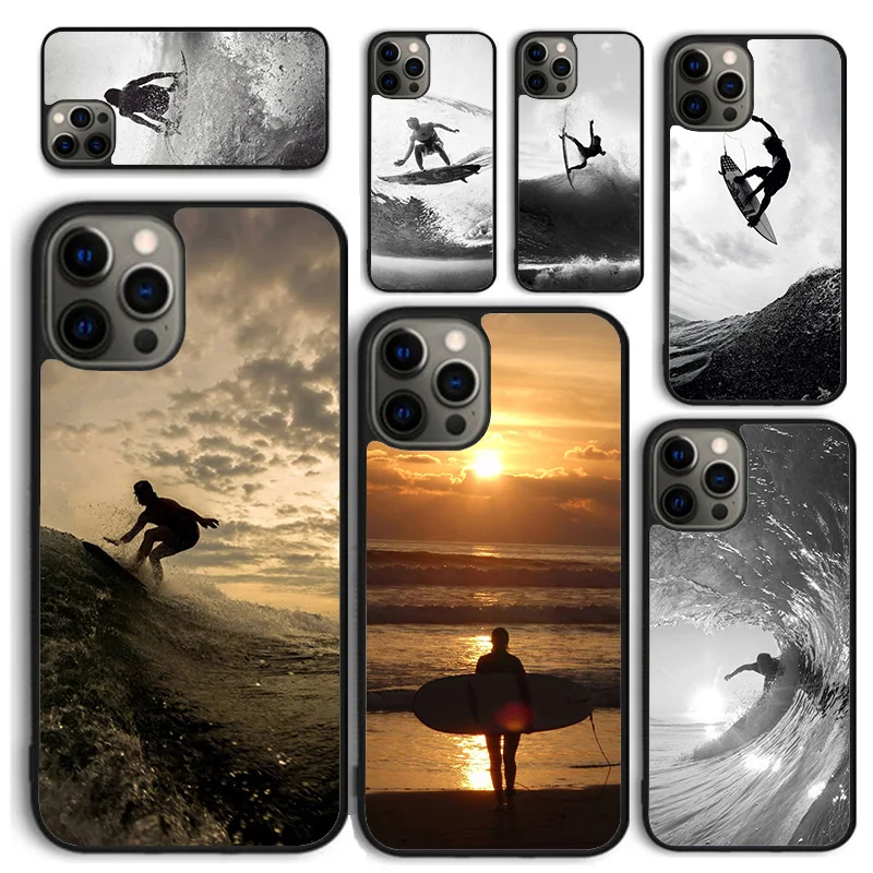 Beach Surf Board Ocean Waves Phone Case for iPhone 16 15 14 12 13 mini PLUS X XS XR 11 PRO MAX Back Cover Fundas Shell