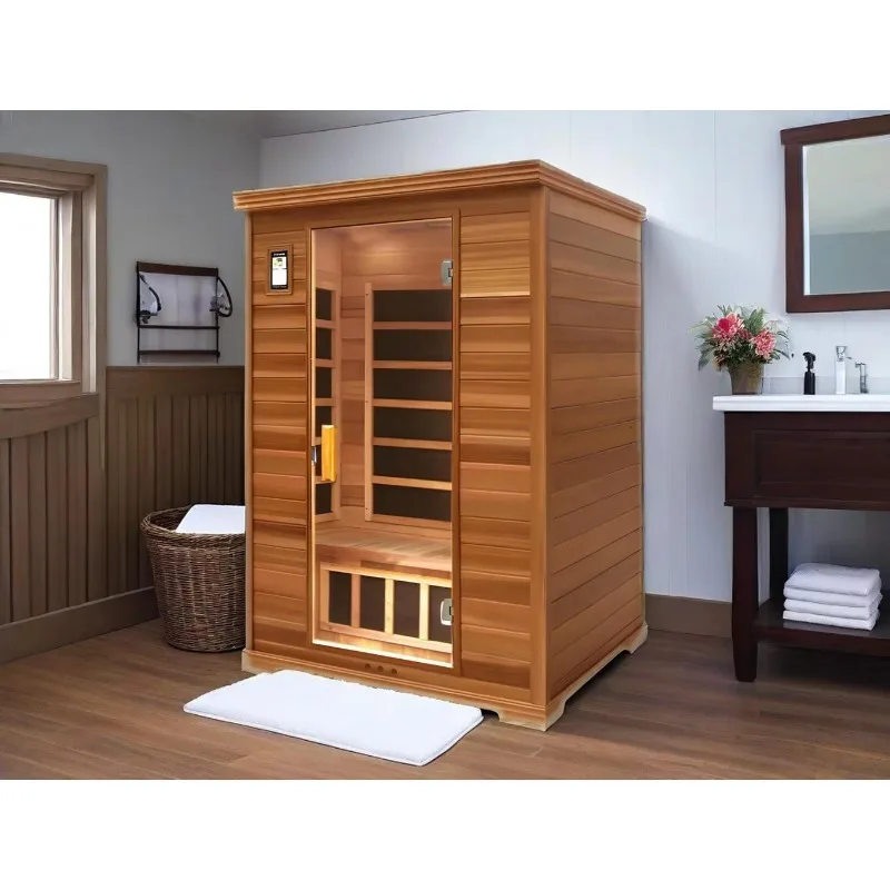 

【2026】Modern Portable Outdoor 2-Person Indoor Dry Steam Sauna Room with Low-EMF Carbon Heater Bathtub Ice Bath