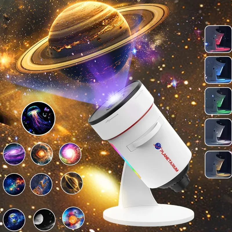 10 في 1 مصباح إسقاط السماء المرصعة بالنجوم عالي الدقة، مزود بوظيفة مؤقت 1/2 ساعة وتحكم بـ 6 مفاتيح. إنها مناسبة للإبداع