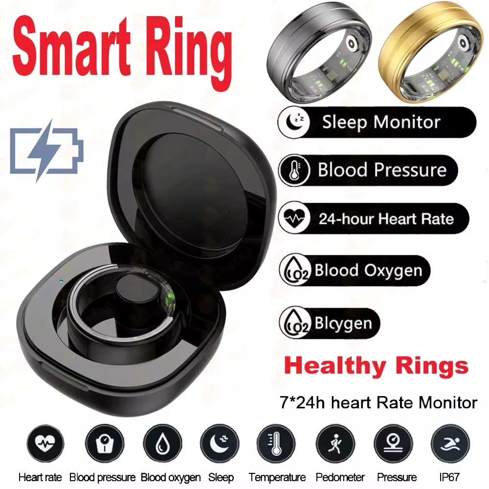 R06 Sports Smart Ring Heart Rate Blood Oxygen Monitoring IP68 5ATM Waterproof Smartring For Android IOS Men Ladies Fitness Track